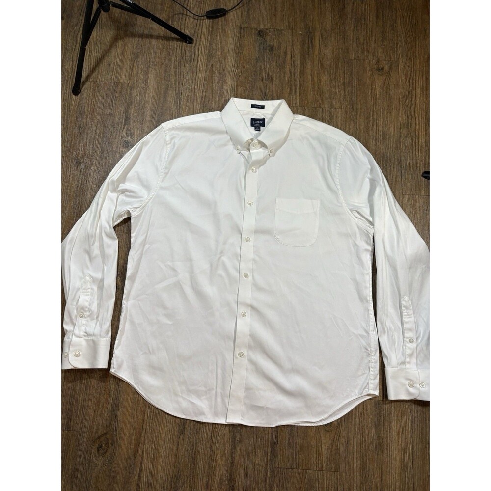 J.Crew Mens Size XL Dress Shirt White Bowery Performance Oxford Cloth OCBD